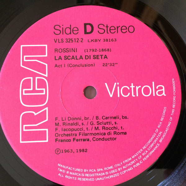 Gioacchino Rossini - Graziella Sciutti, Fernando Iacopucci, Margherita Rinaldi, Manlio Rocchi, Franco Ferrara, Orchestra Filarmonica Di Roma : La Scala Di Seta (2xLP, Album, RE, RM + Box)