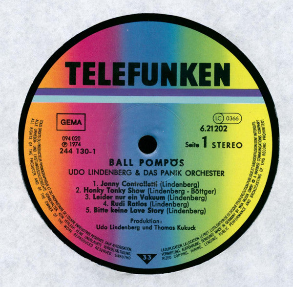 Udo Lindenberg & Das Panikorchester* : Ball Pompös (LP, Album, RE)