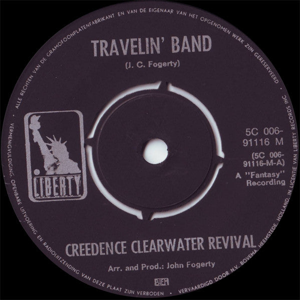 Creedence Clearwater Revival : Travelin' Band / Who'll Stop The Rain (7", Single)