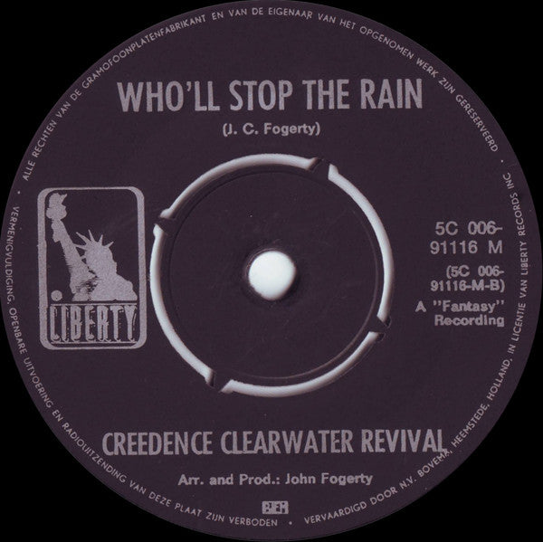 Creedence Clearwater Revival : Travelin' Band / Who'll Stop The Rain (7", Single)