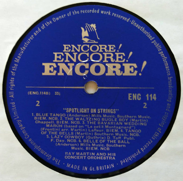 Ray Martin And His Concert Orchestra : Spotlight On Strings (LP, Album, Mono)