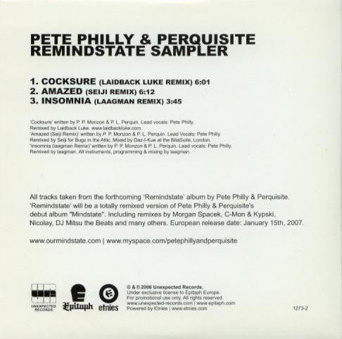 Pete Philly & Perquisite : Remindstate Sampler (CD, Promo, Smplr)