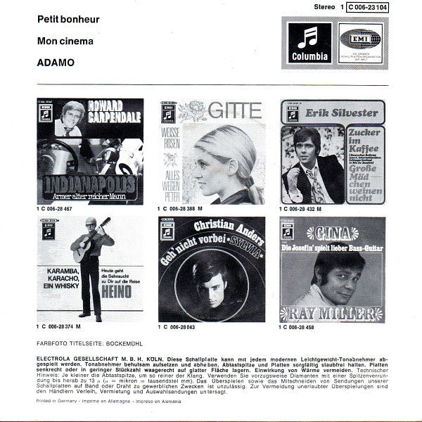 Adamo : Petit Bonheur / Mon Cinema (7", Single)
