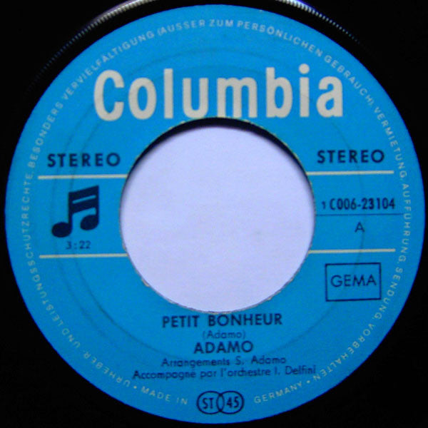 Adamo : Petit Bonheur / Mon Cinema (7", Single)