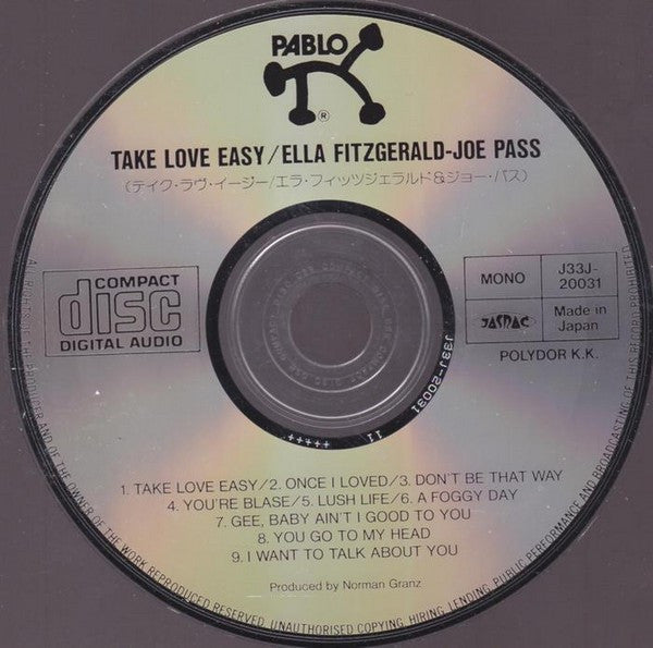 Ella Fitzgerald · Joe Pass : Take Love Easy (CD, Album, Mono)