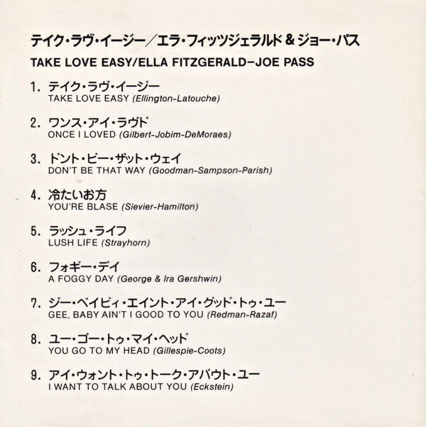 Ella Fitzgerald · Joe Pass : Take Love Easy (CD, Album, Mono)