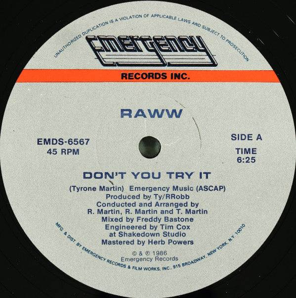 Raww : Don't You Try It (12")