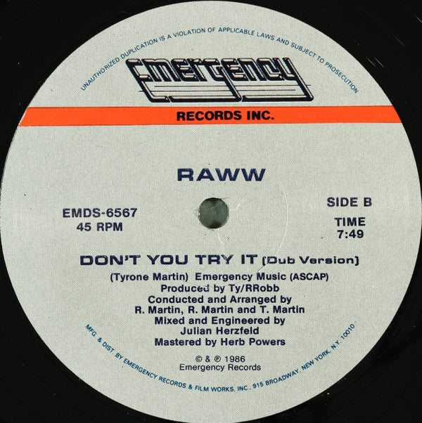 Raww : Don't You Try It (12")