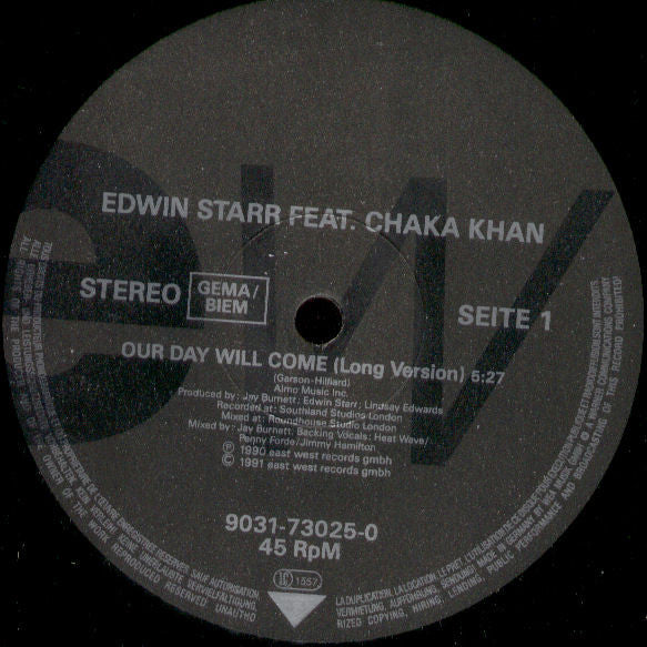 Edwin Starr Featuring Chaka Khan : Our Day Will Come (12")
