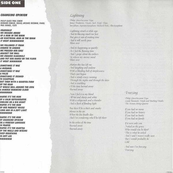 Philip Glass : Songs From Liquid Days (LP, Album)