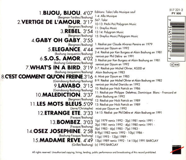 Alain Bashung : Bashung (CD, Comp, RE)