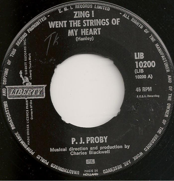 P.J. Proby : Zing! Went The Strings Of My Heart / Answer Me (7", Single)
