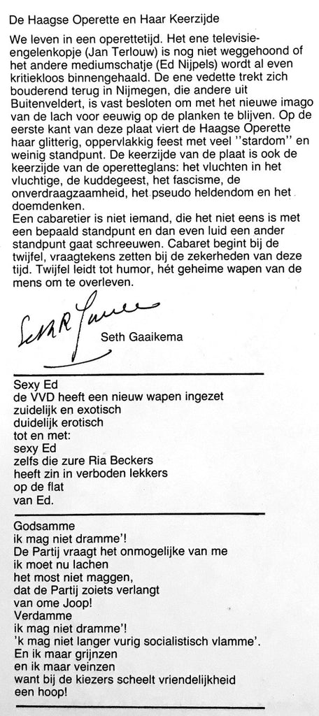 Seth Gaaikema : De Haagse Operette (LP, Album)