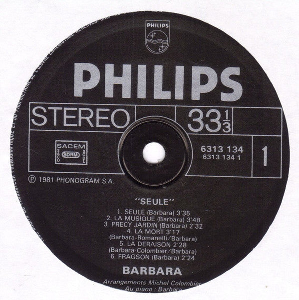 Barbara (5) : Seule (LP, Album, RE, Gat)