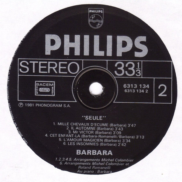 Barbara (5) : Seule (LP, Album, RE, Gat)