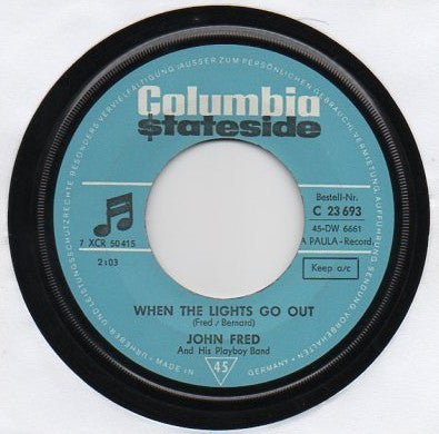 John Fred & His Playboy Band : Judy In Disguise / When The Lights Go Out (7", Single, alt)