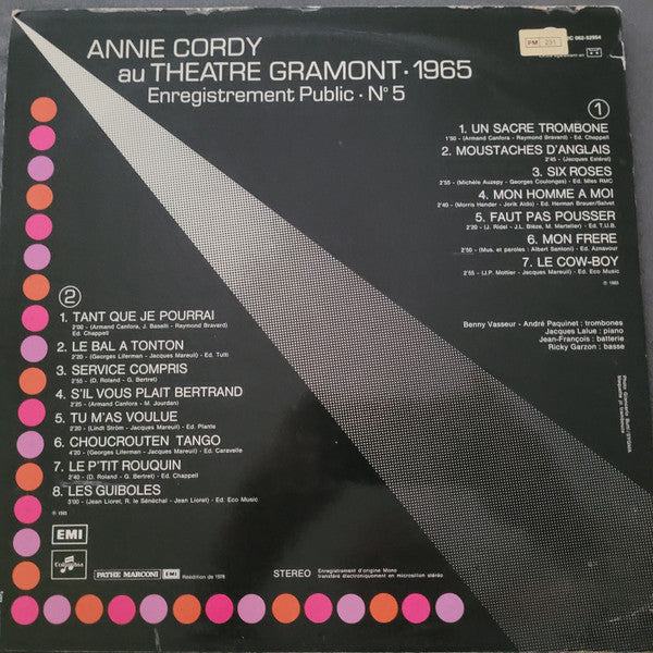 Annie Cordy : Theatre Gramont 1965 (LP, Album, RE)