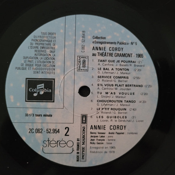 Annie Cordy : Theatre Gramont 1965 (LP, Album, RE)