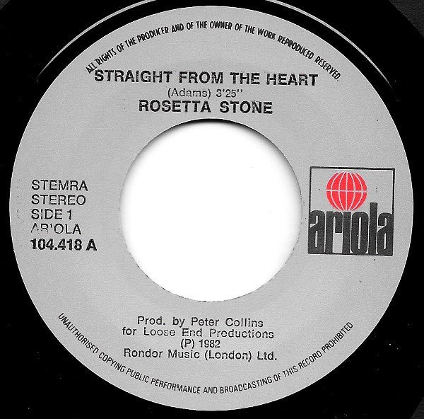 Rosetta Stone (2) : Straight From The Heart (7", Single)