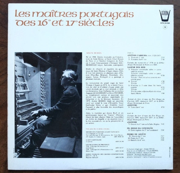 Arsène Bedois : Les Maitres Portugais Des 16e Et 17e Siècles (LP, Album)