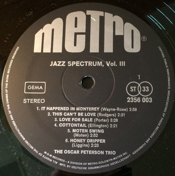 Oscar Peterson : Jazz Spectrum Vol. 3 (LP, Comp)