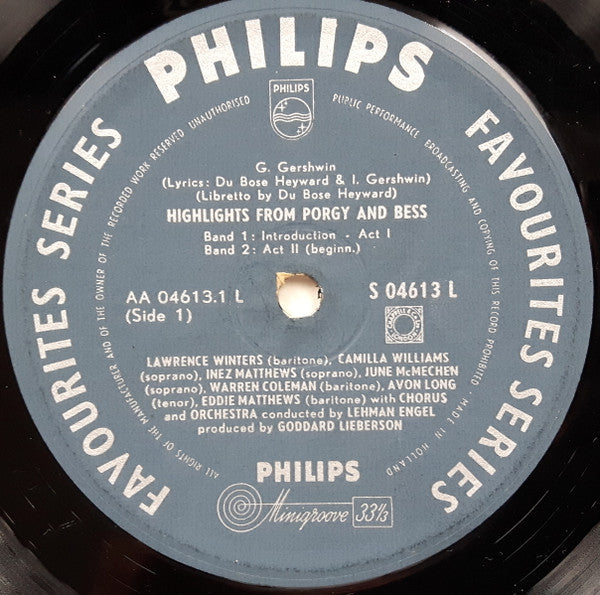 George Gershwin : Highlights Porgy And Bess (LP, Mono)