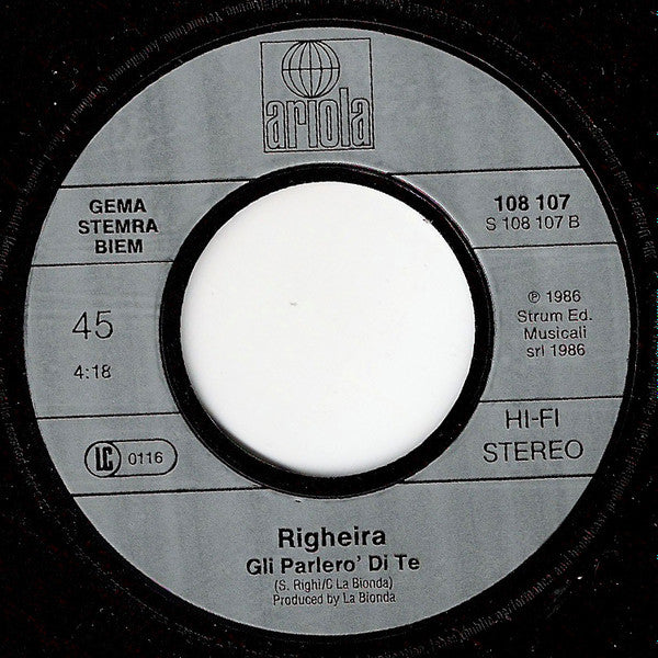 Righeira : Innamoratissimo (Tu Che Fai Battere Forte Il Mio Cuore) (7", Single)