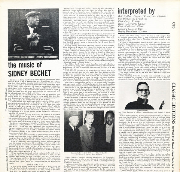 Bob Wilber : Spreadin' Joy (The Music Of Sidney Bechet) (LP, Album, Gat)