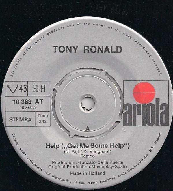 Tony Ronald : Help (Get Me Some Help) (7", Single)