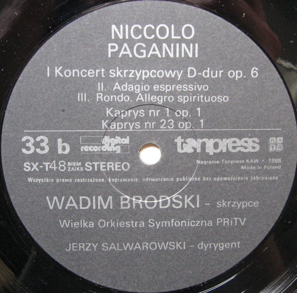 Niccolò Paganini, Vadim Brodski, Wielka Orkiestra Symfoniczna Polskiego Radia I Telewizji, Jerzy Salwarowski : I Koncert Skrzypcowy D-dur Op. 6, Kaprys Nr 1, Kaprys Nr 23 Op. 1  (LP, Album)