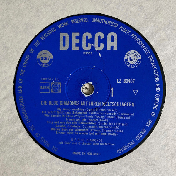 The Blue Diamonds : Die Blue Diamonds Mit Ihren Weltschlagern (LP, Album)