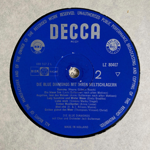 The Blue Diamonds : Die Blue Diamonds Mit Ihren Weltschlagern (LP, Album)