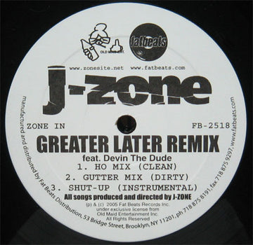 J-Zone Featuring Devin The Dude : Greater Later Remix (12")