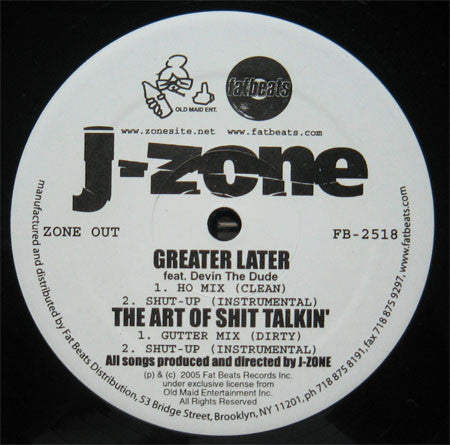 J-Zone Featuring Devin The Dude : Greater Later Remix (12")