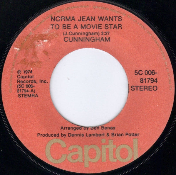 Cunningham* : Norma Jean Wants To Be A Movie Star (7", Single, M/Print)