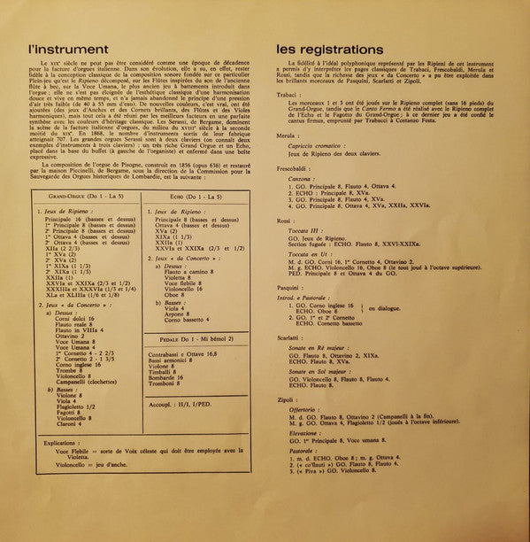 Various - Luigi Ferdinando Tagliavini : L'Orgue Italien De Trabaci À Zipoli (LP)