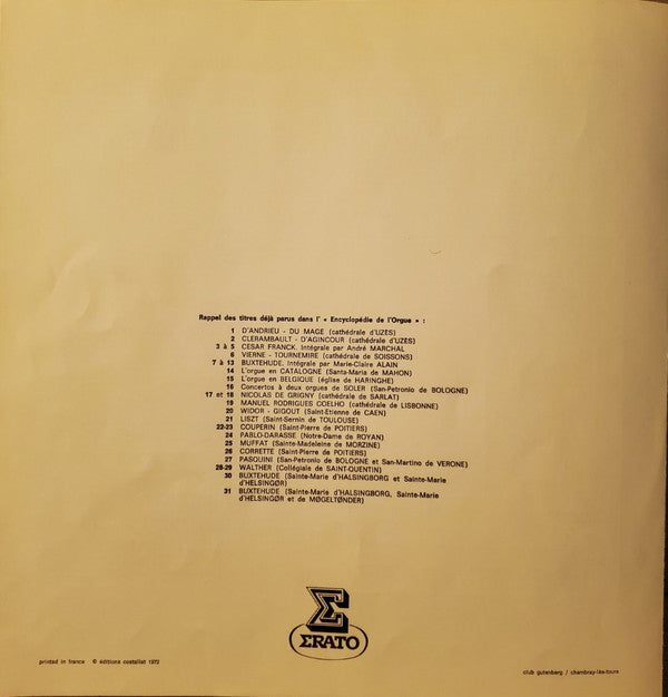 Various - Luigi Ferdinando Tagliavini : L'Orgue Italien De Trabaci À Zipoli (LP)