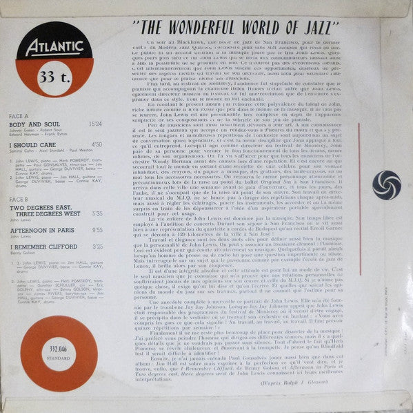 John Lewis (2) : The Wonderful World Of Jazz (LP, Album)