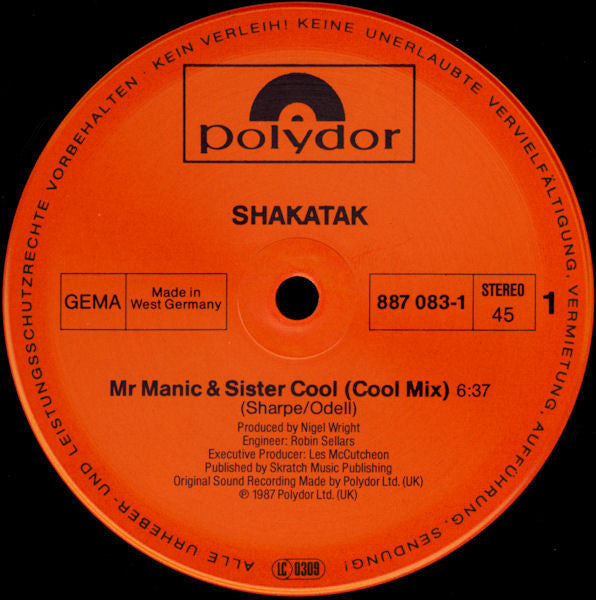 Shakatak : Mr. Manic & Sister Cool (Cool Mix) (12")