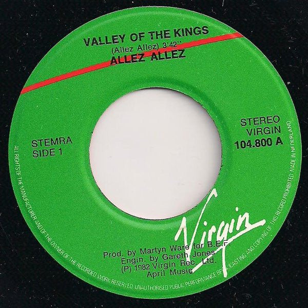 Allez Allez : Valley Of The Kings (7", Single)