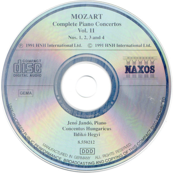Wolfgang Amadeus Mozart, Jenö Jandó, Concentus Hungaricus, Ildikó Hegyi : Complete Piano Concertos, Vol. 11 (CD, Album, RE)