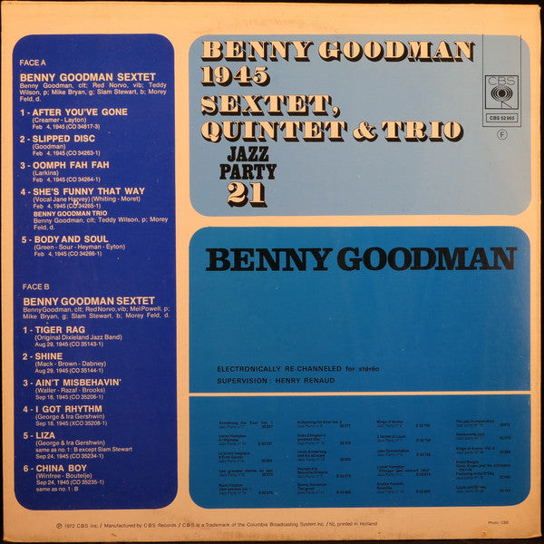Benny Goodman : Sextet, Quintet & Trio ‎– 1945 (LP, Comp)