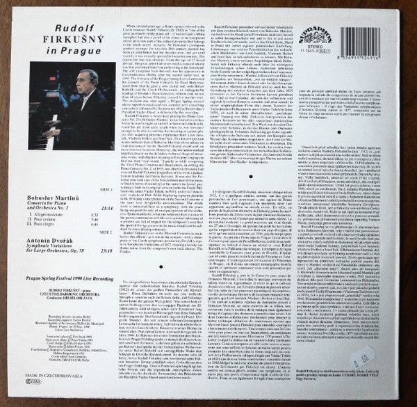 Rudolf Firkušný - Bohuslav Martinů / Antonín Dvořák - The Czech Philharmonic Orchestra, Jiří Bělohlávek : Rudolf Firkušný In Prague (Piano Concert No. 2 / Symphonic Variations) (LP)