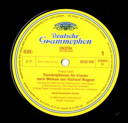 Franz Liszt, Daniel Barenboim : Transkriptionen Für Klavier Nach Werken von Richard Wagner (LP, Album)