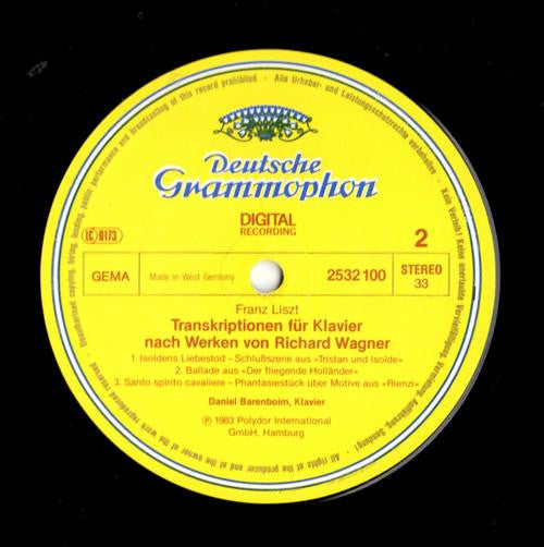 Franz Liszt, Daniel Barenboim : Transkriptionen Für Klavier Nach Werken von Richard Wagner (LP, Album)