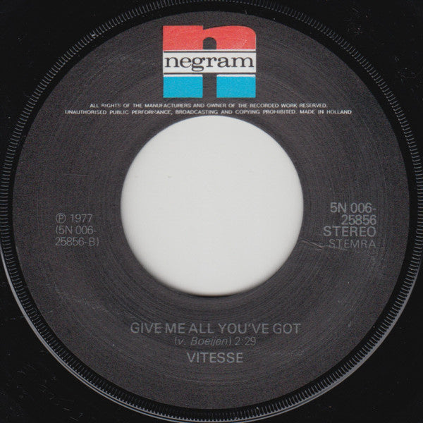 Vitesse (2) : We'll Do The Music Tonight (7", Single)