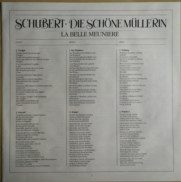 Franz Schubert, Francisco Araiza, Irwin Gage : Die Schöne Müllerin, D. 795 (LP)