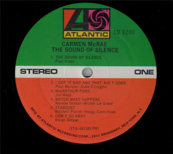 Carmen McRae : The Sound Of Silence (LP, Album, PR)