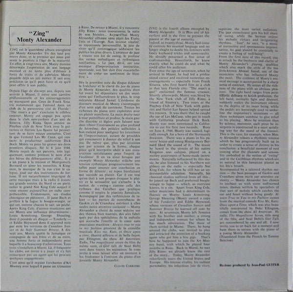 Monty Alexander : Zing ! (LP, Album, RE, Gat)