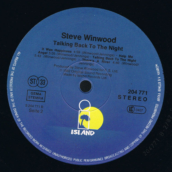 Steve Winwood : Talking Back To The Night (LP, Album)